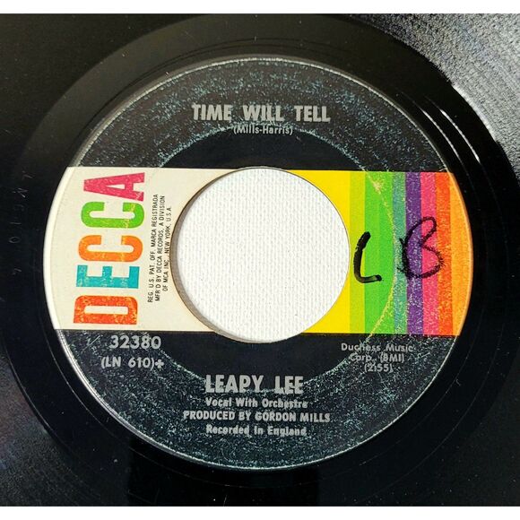 Leapy Lee 45 RPM - Little Arrows / Time Will Tell - Decca 32380 VG 1968 Rock - Picture 2 of 2